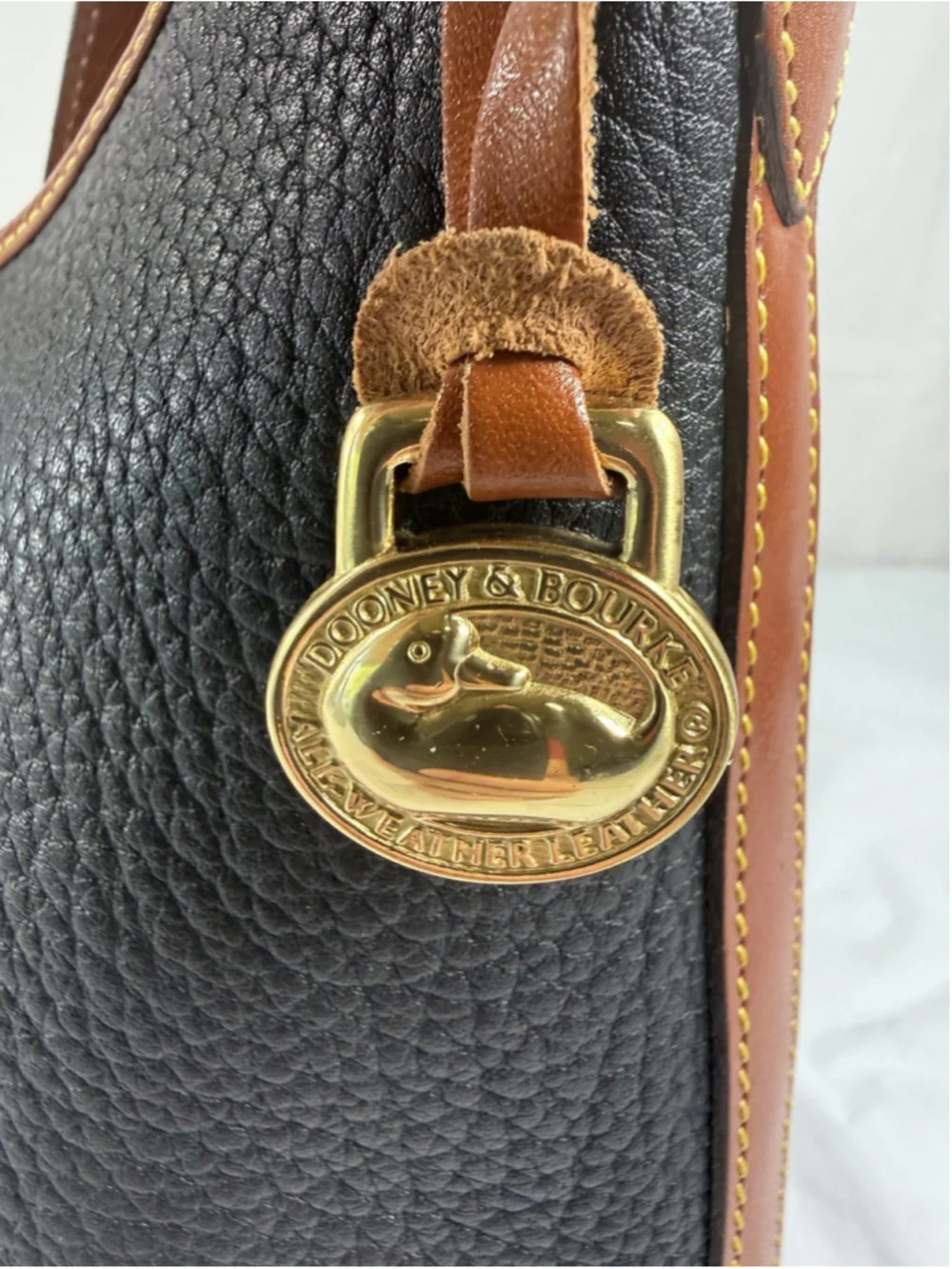 Dooney & Bourke Black Pebbled Leather small Hobo Shoulder Bag VTG Made in USA